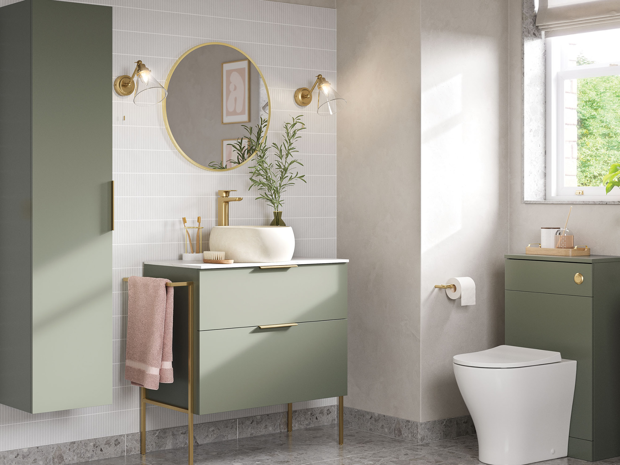 Statement Olive Green Bathroom